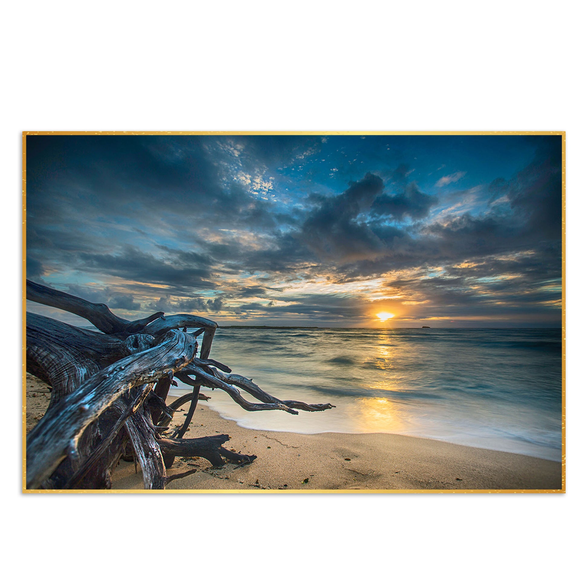 Sunset at Beach Field Wall Painting Floating Canvas