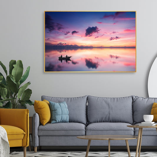 Sunset View of Horizon Floating Canvas Wall Painting