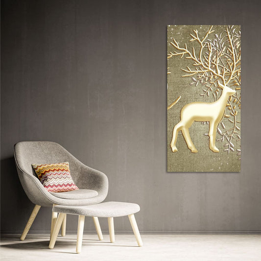 Swamp Deer in Forest Premium Canvas Wall Painting