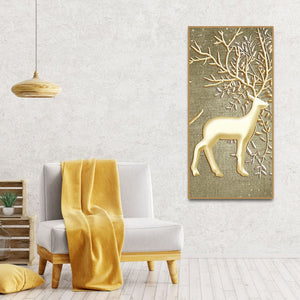 Swamp Deer in Forest Premium Canvas Wall Painting