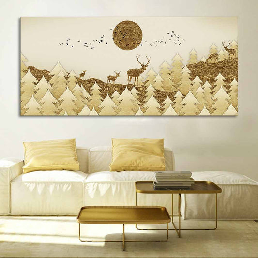 Swamp Deer in Forest Premium Wall Painting