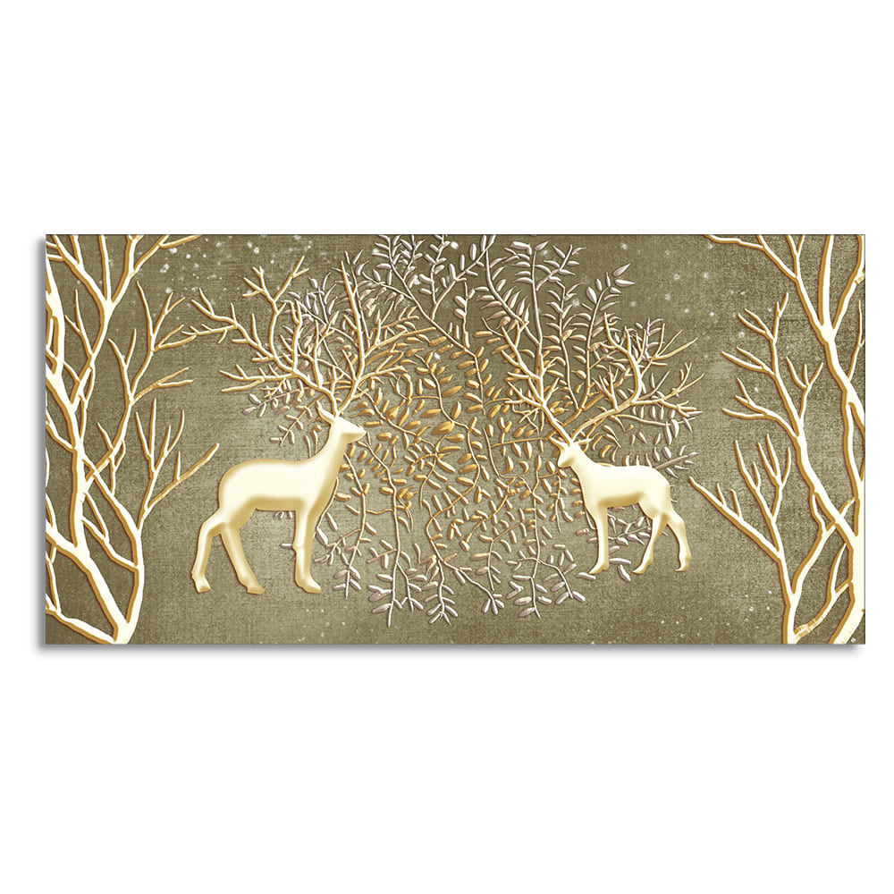 Swamp Deers in Forest Premium Canvas Wall Painting