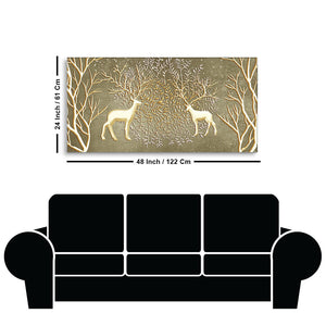 Swamp Deers in Forest Premium Canvas Wall Painting