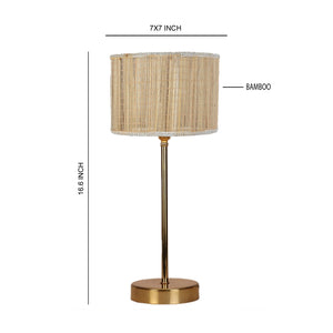 Textured Bamboo Shade with Metal Golden Table Lamp