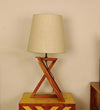 Textured Wooden Table Lamp with Jute Shade & Brown Base
