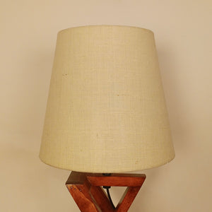 Textured Wooden Table Lamp with Jute Shade & Brown Base