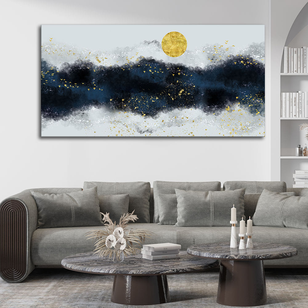 The Golden Moon Modern Abstract Art Canvas Wall Painting