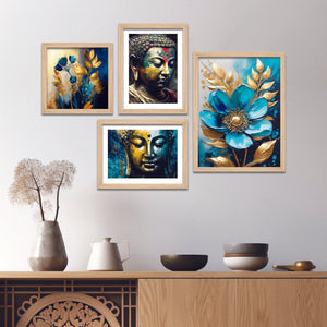 The Joyful Buddha Spiritual Wall Frame Set of Four