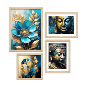 The Joyful Buddha Spiritual Wall Frame Set of Four