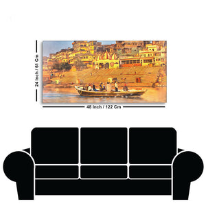 The Sacred Land Of Banaras Scenery Premium Canvas Wall Painting