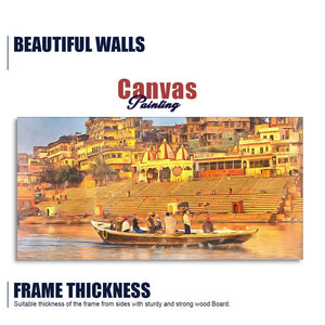 The Sacred Land Of Banaras Scenery Premium Canvas Wall Painting