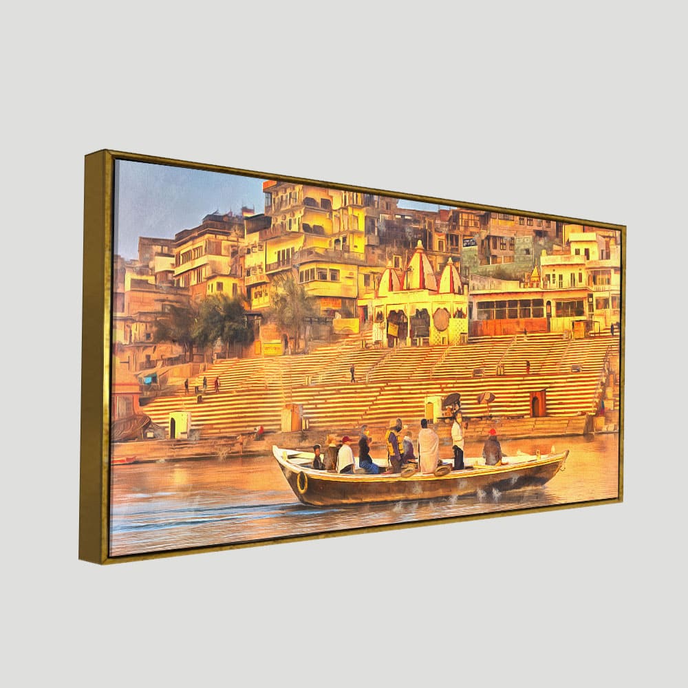 The Sacred Land Of Banaras Scenery Premium Canvas Wall Painting