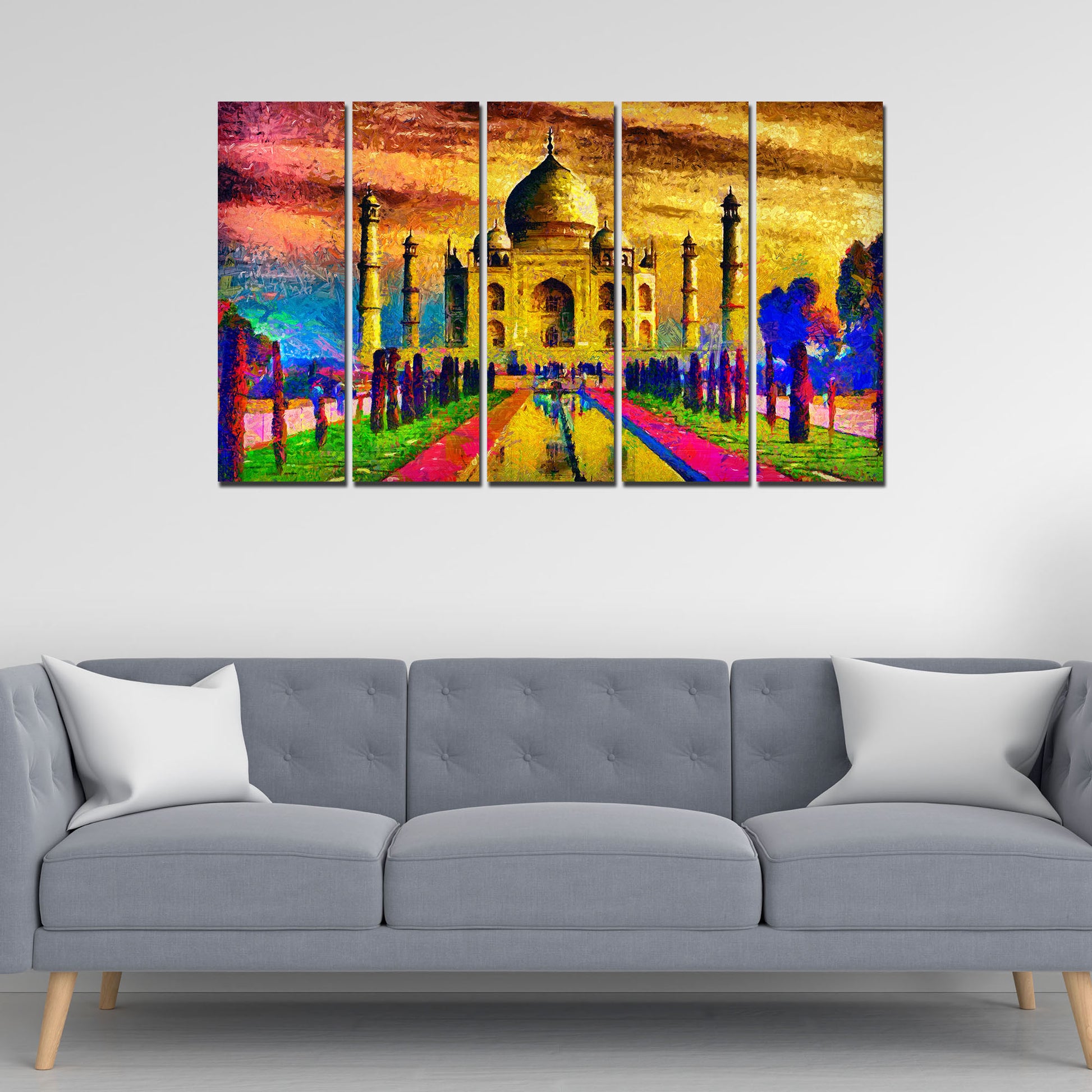 The Taj Mahal Canvas Wall Painting Set of Five