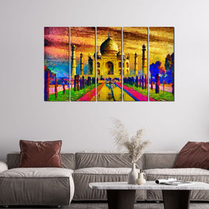 The Taj Mahal Canvas Wall Painting Set of Five