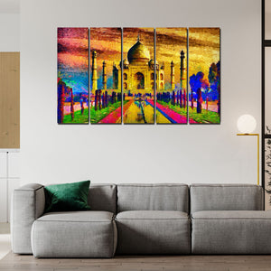 The Taj Mahal Canvas Wall Painting Set of Five