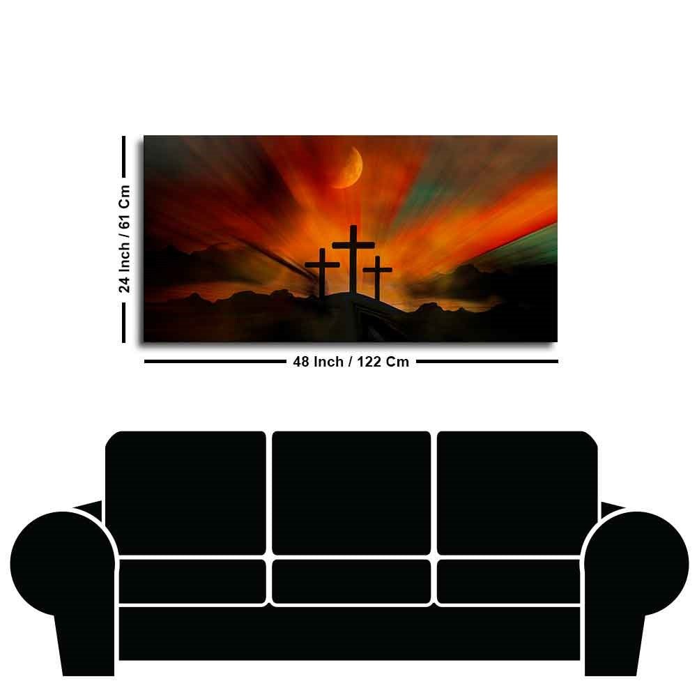 Three Cross Silhouette Canvas Wall Painting