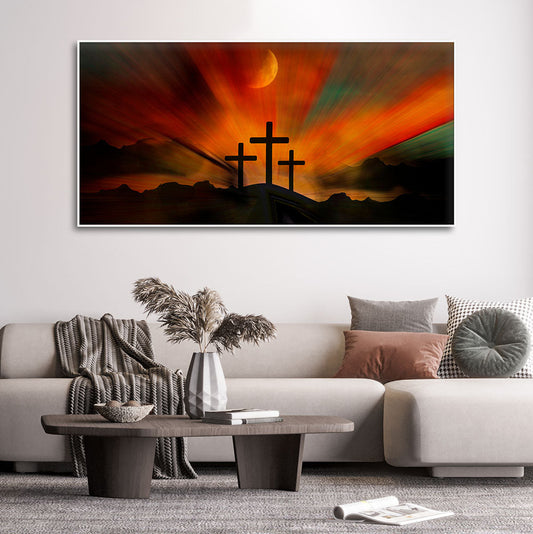 Three Cross Silhouette Canvas Wall Painting