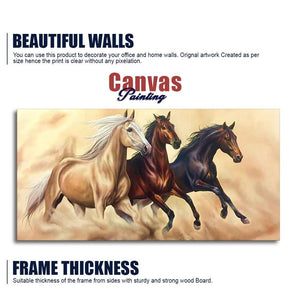 Three Horses Running Premium Quality Wall Painting