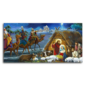 Three Kings and Holy Family Canvas Wall Painting