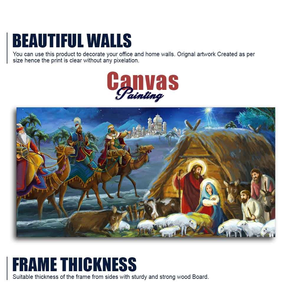 Three Kings and Holy Family Canvas Wall Painting