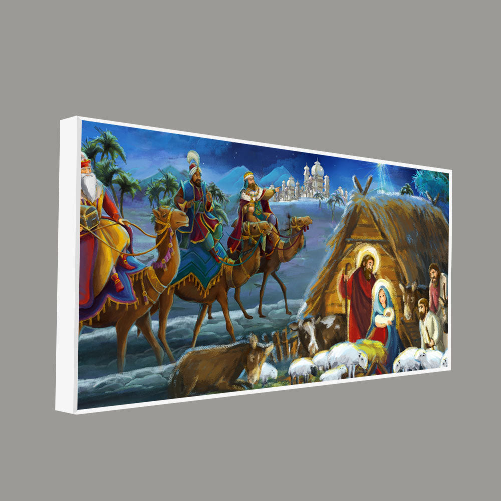 Three Kings and Holy Family Canvas Wall Painting