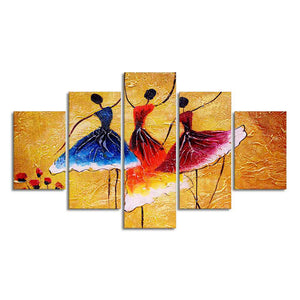 Three Women doing Spanish Dance 5 Pieces Canvas Wall Painting