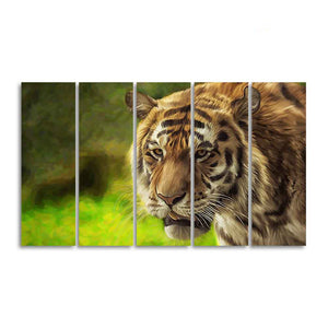 Tiger Canvas Wall Painting Set of Five