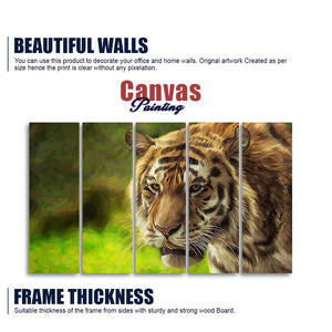 Tiger Canvas Wall Painting Set of Five