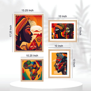 Traditional African Women Art Wall Frame Set of Four