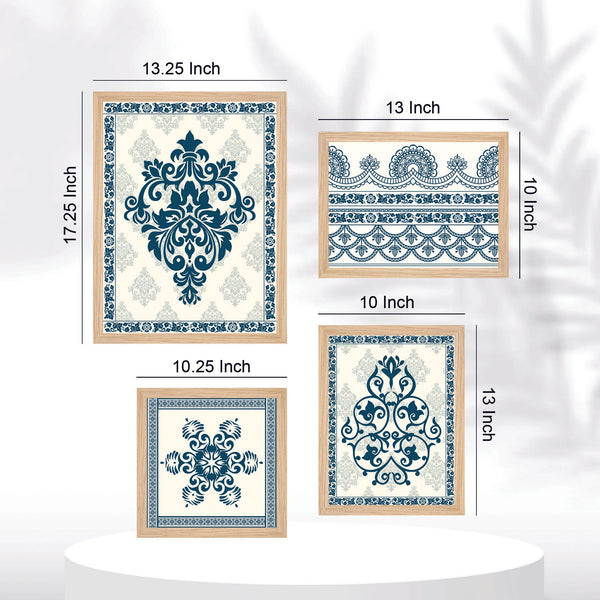 Traditional Artistic Pattern Art Wall Frame Set of Four