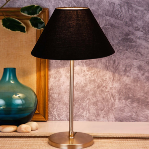 Traditional Cotton Shade Table Lamp with Steel Base