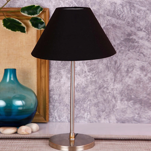 Traditional Cotton Shade Table Lamp with Steel Base