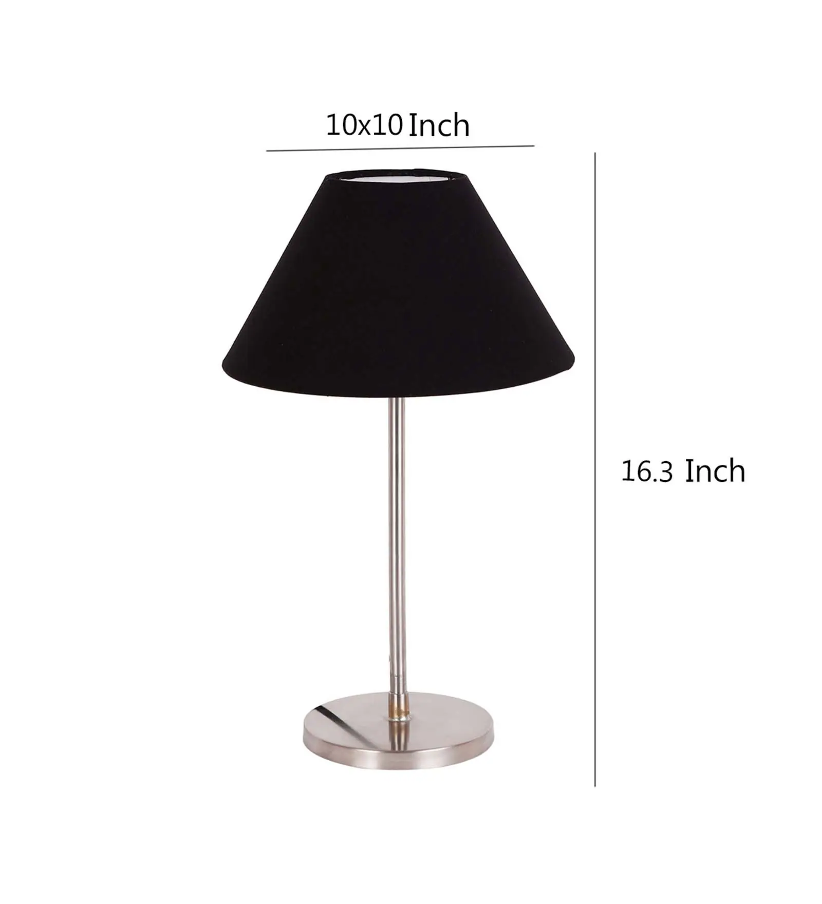 Traditional Cotton Shade Table Lamp with Steel Base