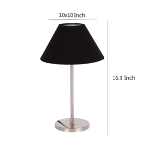 Traditional Cotton Shade Table Lamp with Steel Base