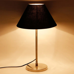 Traditional Cotton Shade Table Lamp with Steel Base