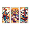 Traditional Indian Culture Lohri Festival Art Wooden Wall Frame Set of Three