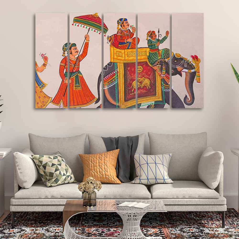 Traditional Indian Miniature Art Wall Painting Set of Five