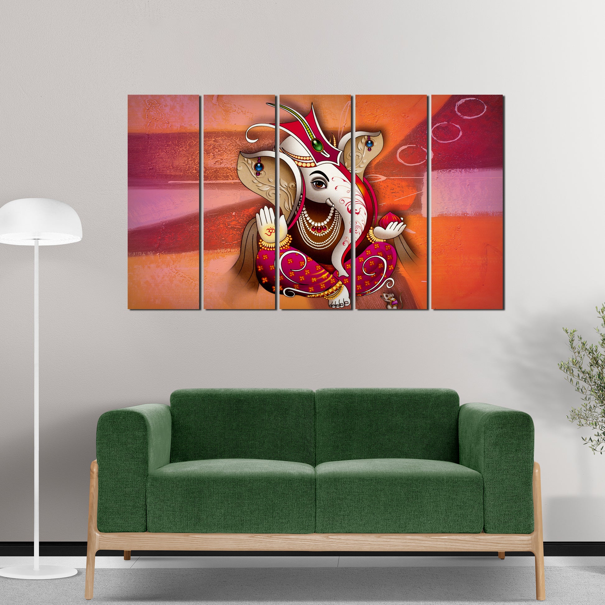 Traditional Lord Ganesh Wall Painting 5 Pieces