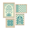Traditional Motif Flower Pattern Art Wall Frame Set of Four