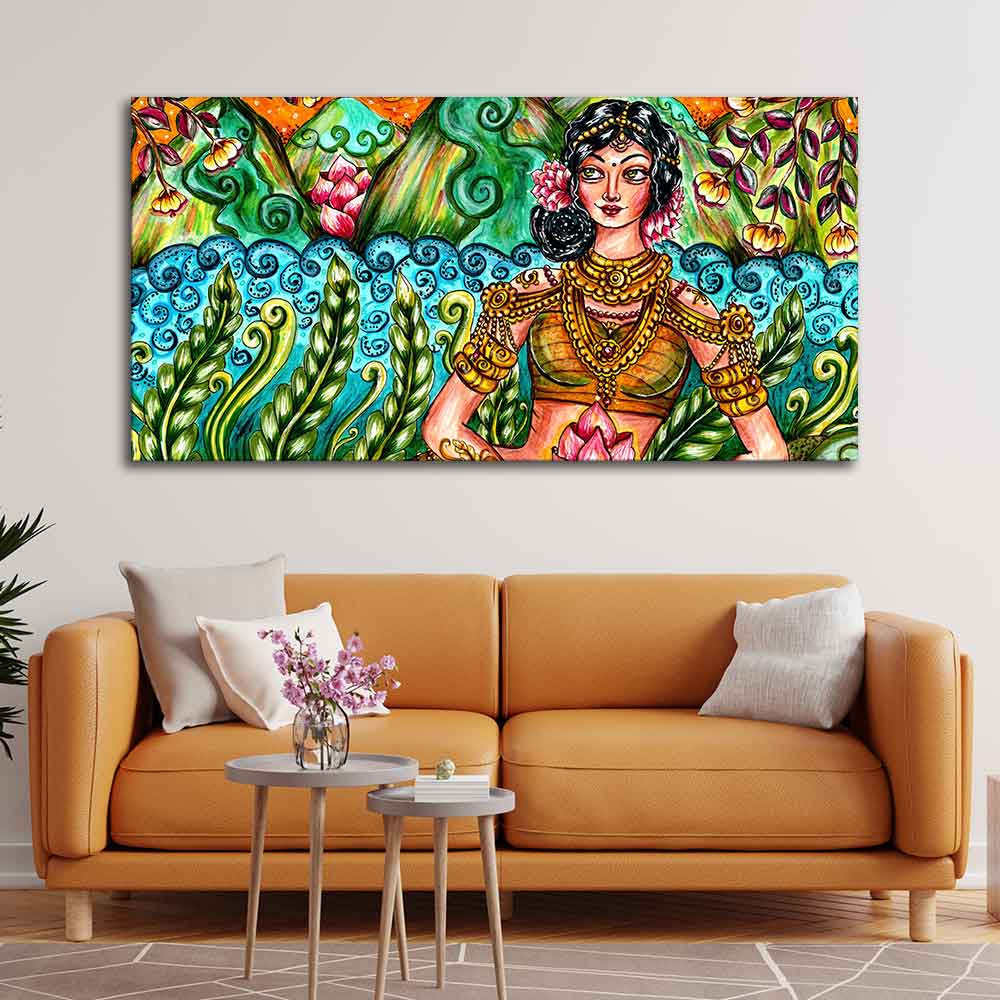 Traditional Women Canvas Wall Painting