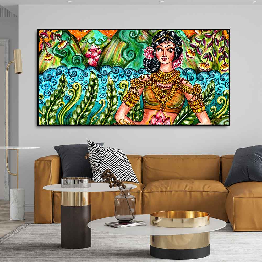 Traditional Women Canvas Wall Painting