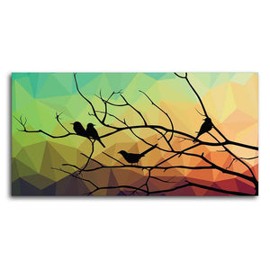 Birds on Branch Abstract Art Wall Painting