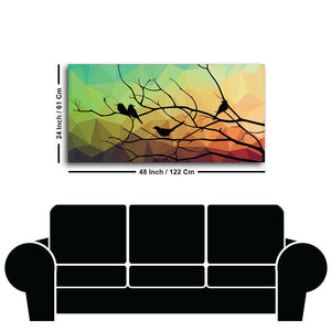 Birds on Branch Abstract Art Wall Painting