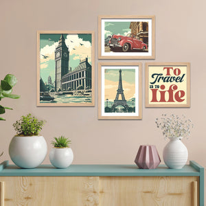 Travel is Life Beautiful Wall Frame Set of Four