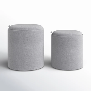 Tray Nesting Round Shaped Storage Ottoman Set of 2