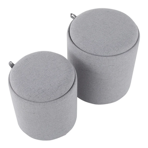 Tray Nesting Round Shaped Storage Ottoman Set of 2