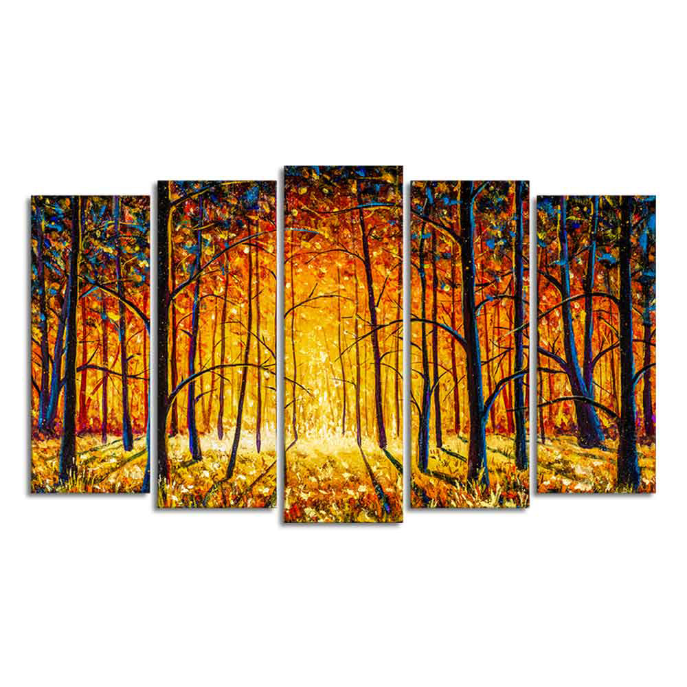 Tree Forest 5 Pieces Premium Wall Painting