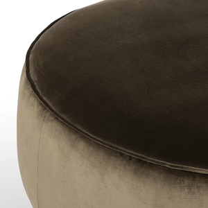 Tufted Wide Round Standard Velvet Ottoman