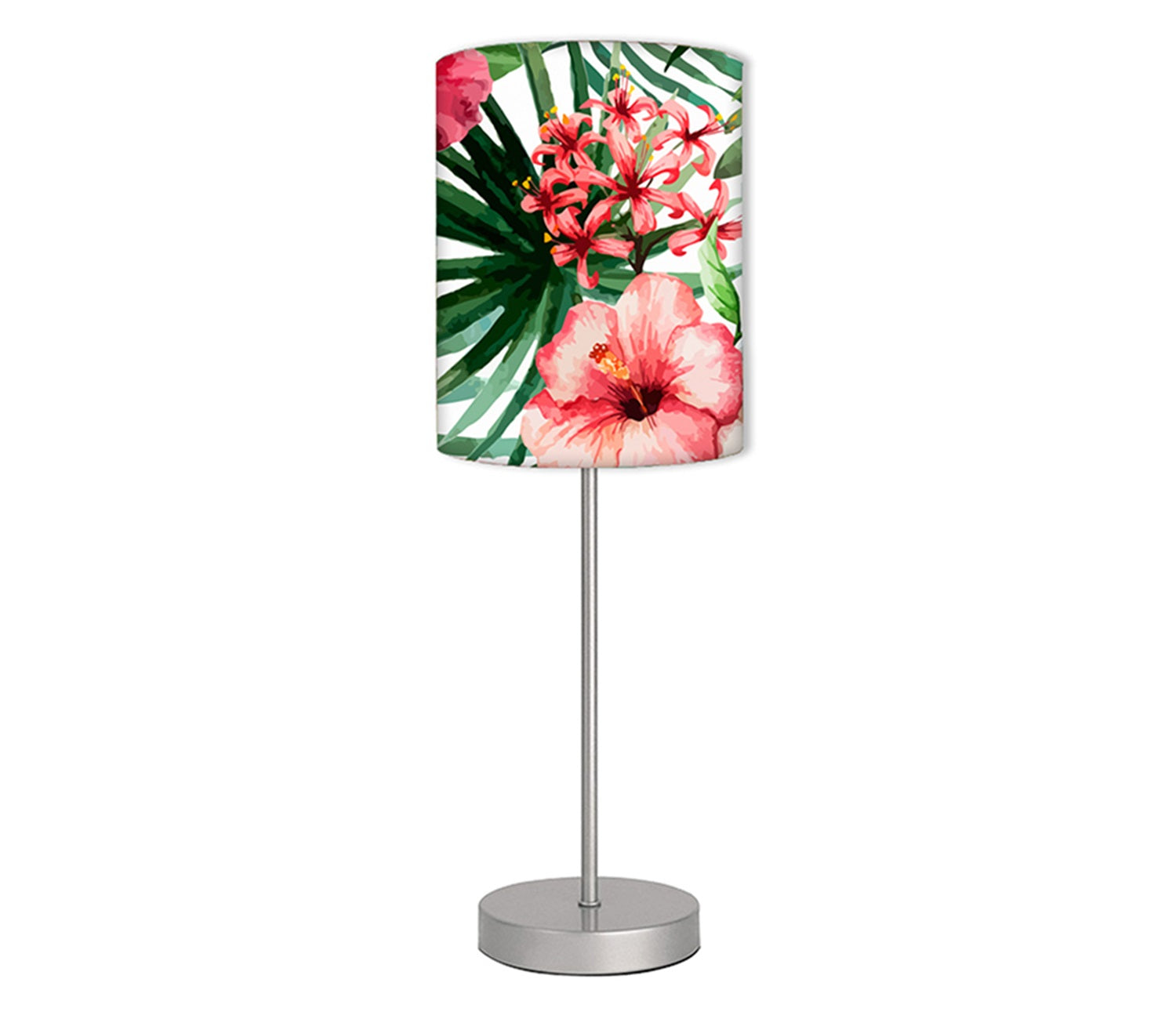 Tulip Flower Leaf Printed Modern Stainless Steel Metal Finish Table Lamp