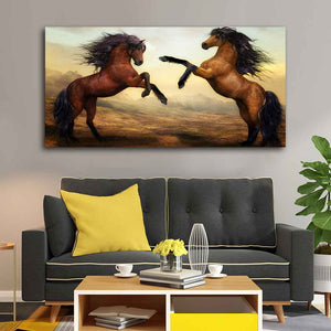 Two Brown Horses Premium Wall Painting